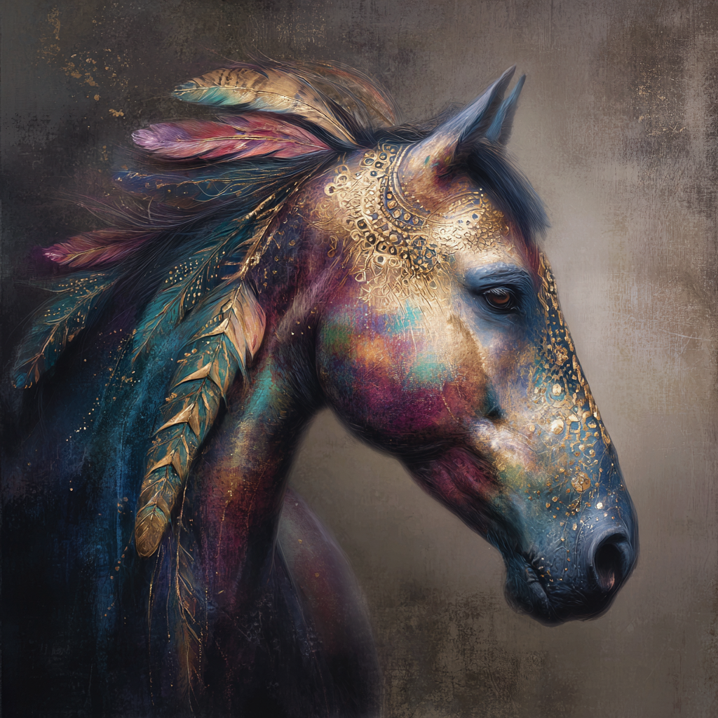 Painted African horse with intricate details