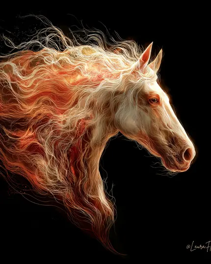 Colorful painted horse portrait from the Objkt painted horses collection